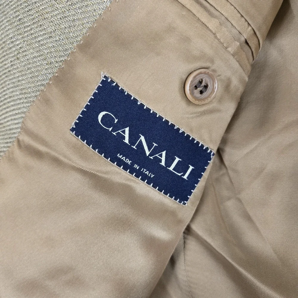 Canali Blazer Mens 54 R Beige 100% Pure New Wool Sport‎ Jacket  Made In Italy